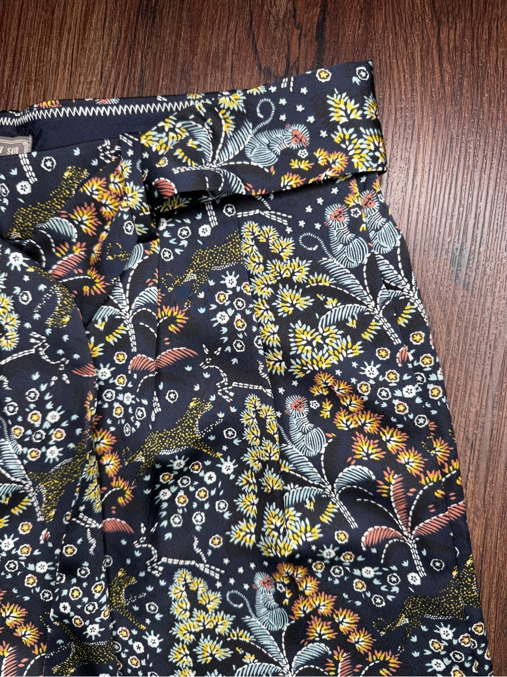 J.Crew Point Sur Jungle Print Crepe Belted Wide Leg Pants - Picture 3 of 13